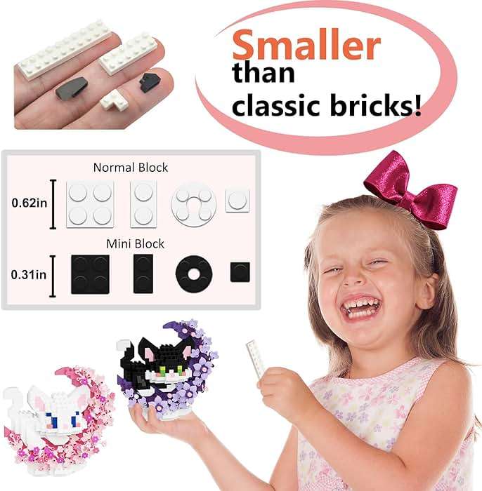 TENYEAH 2 in 1 Mini Building Block Set Animals with Flower and Moon, Micro Brick Toy Cats, Creative Art Craft and Home Decor, Birthday Gifts Idea for Adults - Image 4
