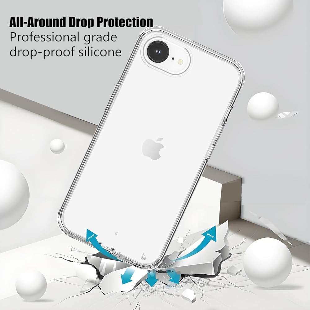 TENOC Phone Case Compatible with iPhone 16e & iPhone 17e, Clear Case Shockproof Protective Bumper Slim Cover for 6.1 Inch - Image 4