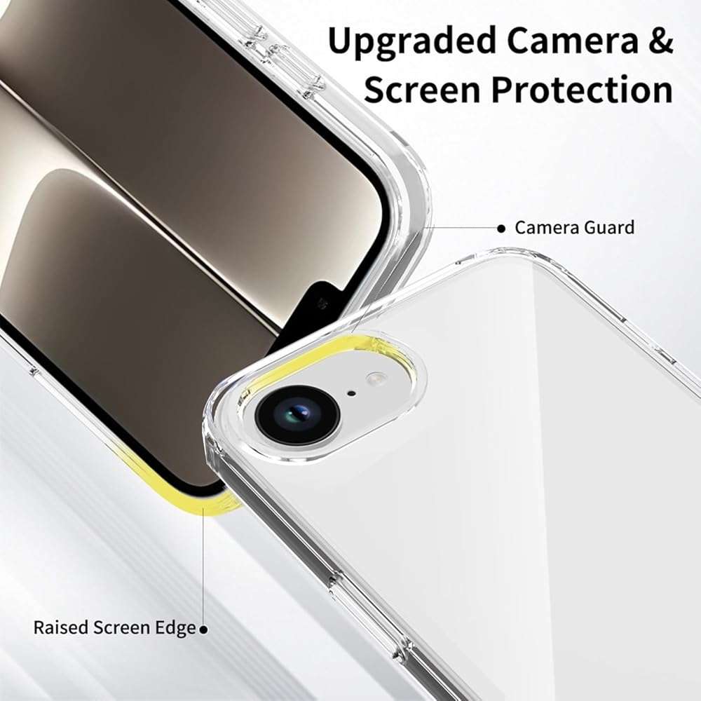 TENOC Phone Case Compatible with iPhone 16e & iPhone 17e, Clear Case Shockproof Protective Bumper Slim Cover for 6.1 Inch - Image 5