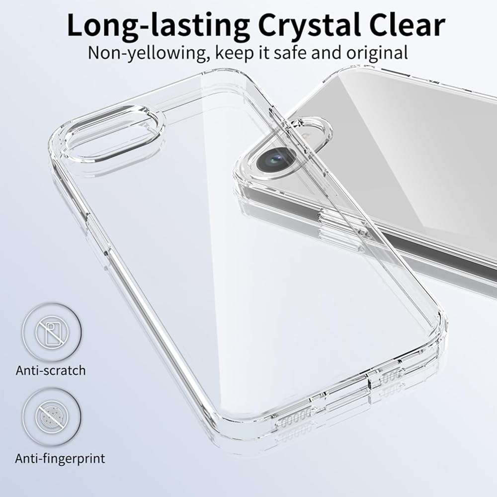 TENOC Phone Case Compatible with iPhone 16e & iPhone 17e, Clear Case Shockproof Protective Bumper Slim Cover for 6.1 Inch - Image 6