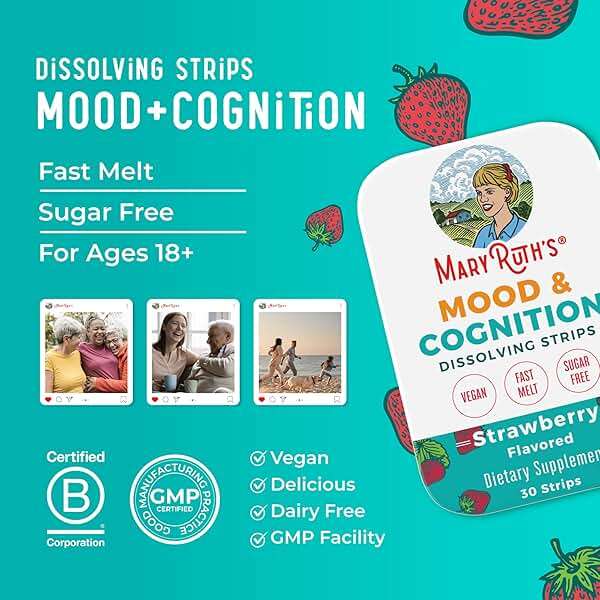 Mood & Cognition Dissolving Strips by MaryRuth's | Vitamin B12 | Vitamin B6 | Saffron | Folate | B Vitamins | Sugar Free | Strawberry Flavor | Vegan | Gluten Free | Dairy Free | 30 Count - Image 8