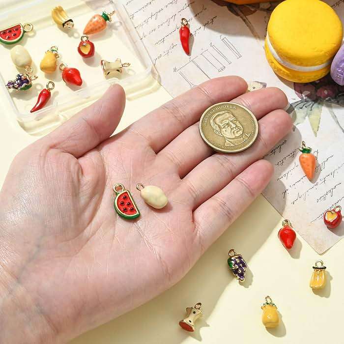 KitBeads 20Pcs 10 Styles Vegetable Fruit Charms Enamel Pineapple Apple Charms Carrot Chili Pepper Charms for Jewelry Making Bracelets Crafts Bulk - Image 4