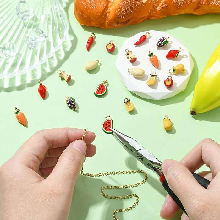 KitBeads 20Pcs 10 Styles Vegetable Fruit Charms Enamel Pineapple Apple Charms Carrot Chili Pepper Charms for Jewelry Making Bracelets Crafts Bulk - Image 5