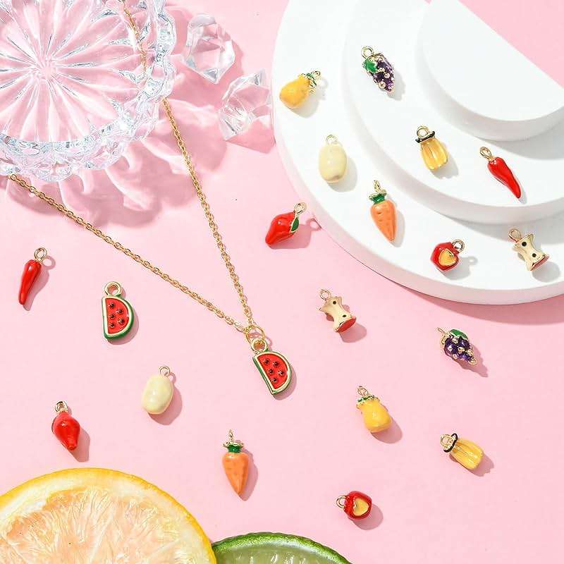 KitBeads 20Pcs 10 Styles Vegetable Fruit Charms Enamel Pineapple Apple Charms Carrot Chili Pepper Charms for Jewelry Making Bracelets Crafts Bulk - Image 6