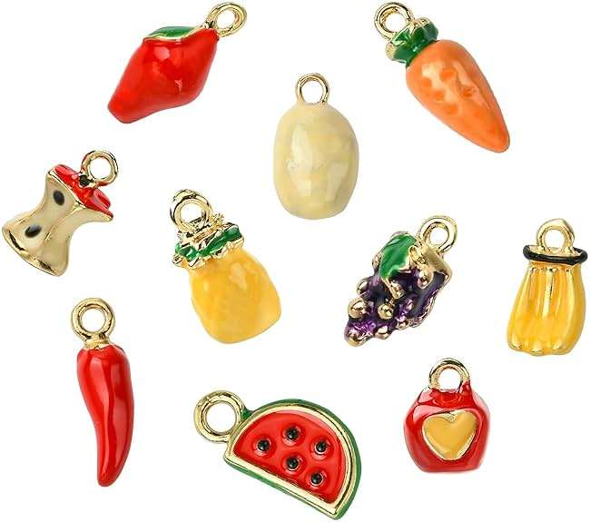 KitBeads 20Pcs 10 Styles Vegetable Fruit Charms Enamel Pineapple Apple Charms Carrot Chili Pepper Charms for Jewelry Making Bracelets Crafts Bulk - Image 8