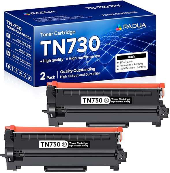 TN-730 TN730 Toner Cartridge Replacement for Brother TN730 DCP-L2550DW HL-L2350DW HL-L2370DW HL-L2390DW HL-L2395DW MFC-L2710DW MFC-L2750DW Printer(Black,2 Pack) - Image 1