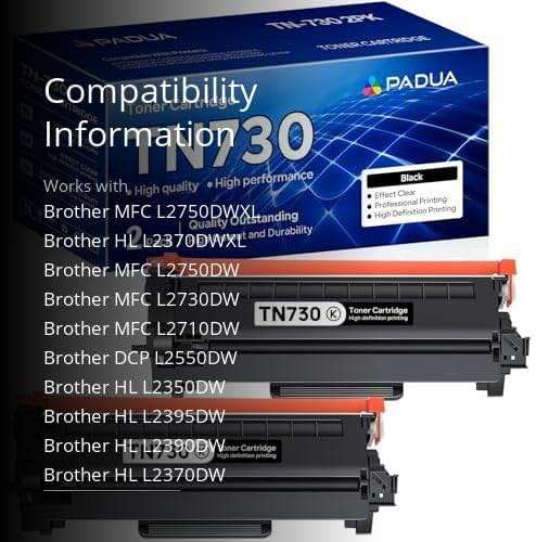 TN-730 TN730 Toner Cartridge Replacement for Brother TN730 DCP-L2550DW HL-L2350DW HL-L2370DW HL-L2390DW HL-L2395DW MFC-L2710DW MFC-L2750DW Printer(Black,2 Pack) - Image 3