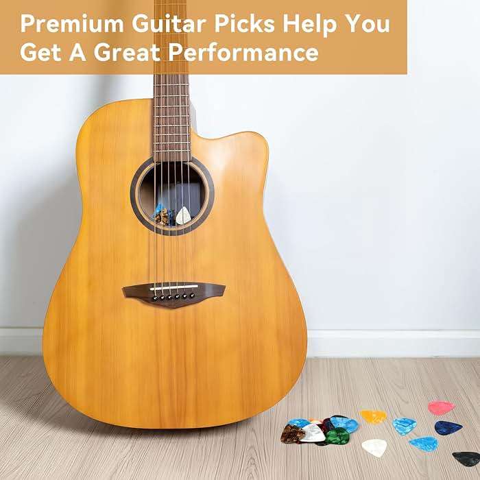 PEASUG 120 Pcs Colorful Guitar Picks, 3 Different Thickness Celluloid Guitar Pick, Abstract Art Pics Plectrum for Acoustic Electric Guitar, Ukulele, Bass(0.46mm, 0.71mm, 0.96mm, Color Random) - Image 6