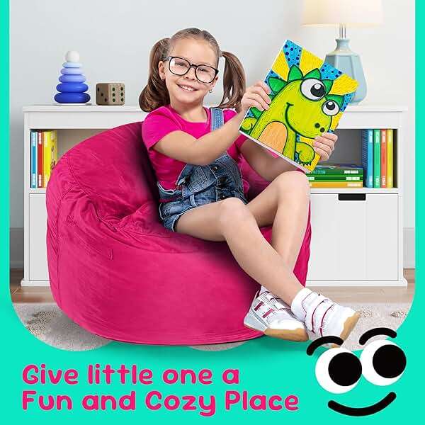 Hobestluk Bean Bag Chairs 2.5FT Bean Bag Chair with Memory Foam Filled & Machine Washable Cover,Beanbag Chair, Small Bean Bag Chairs for Playroom, Living Room, Bedroom - Image 3