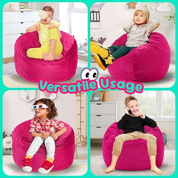 Hobestluk Bean Bag Chairs 2.5FT Bean Bag Chair with Memory Foam Filled & Machine Washable Cover,Beanbag Chair, Small Bean Bag Chairs for Playroom, Living Room, Bedroom - Image 5