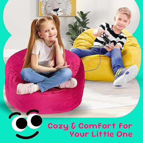 Hobestluk Bean Bag Chairs 2.5FT Bean Bag Chair with Memory Foam Filled & Machine Washable Cover,Beanbag Chair, Small Bean Bag Chairs for Playroom, Living Room, Bedroom - Image 6