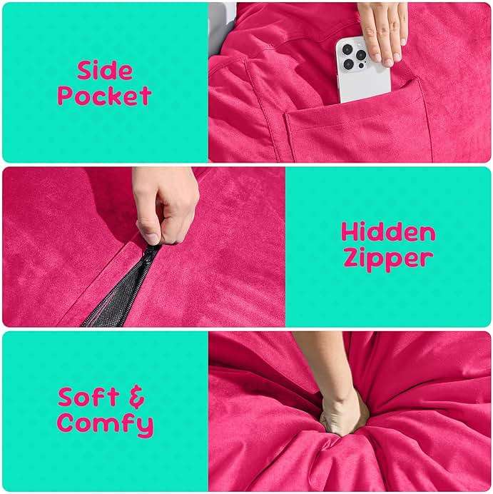 Hobestluk Bean Bag Chairs 2.5FT Bean Bag Chair with Memory Foam Filled & Machine Washable Cover,Beanbag Chair, Small Bean Bag Chairs for Playroom, Living Room, Bedroom - Image 7