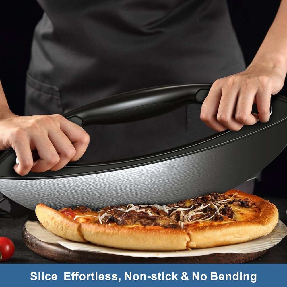 AILUROPODA 12-Inch Pizza Rocker Blade Cutter, Stainless Steel with Protective Cover, Silver - Image 7