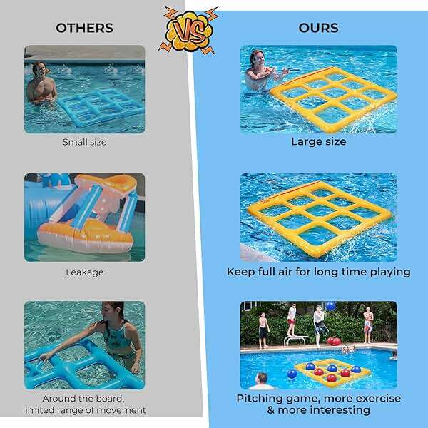 TicTac Shot Pool Toys Games Set- Tic Tac Toe Inflatable Pool Toy with 10 Balls - for Adults Teens Kids 2-10 Players - Image 5