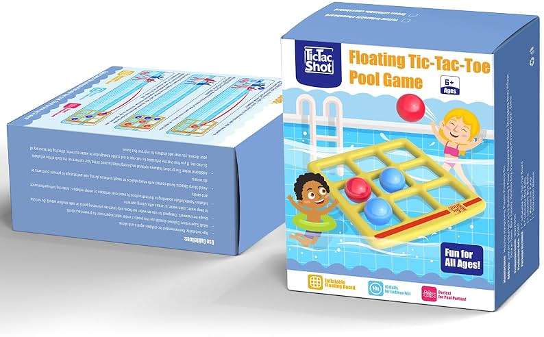 TicTac Shot Pool Toys Games Set- Tic Tac Toe Inflatable Pool Toy with 10 Balls - for Adults Teens Kids 2-10 Players - Image 7
