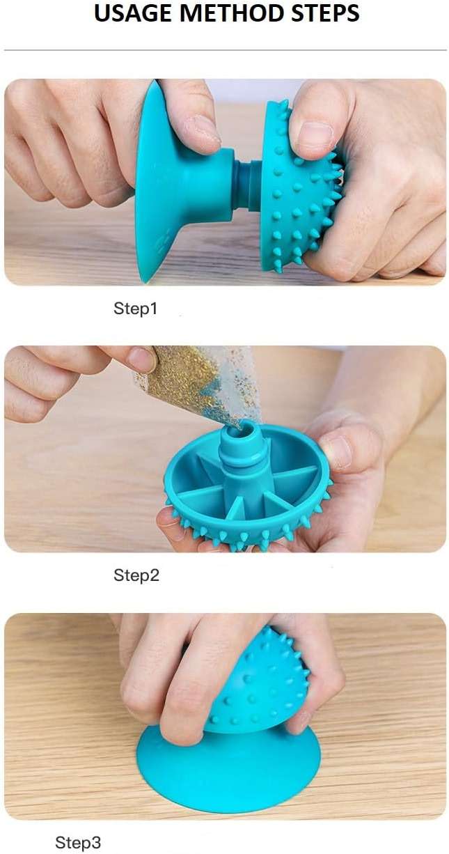 Cat Grooming Supplies for Indoor Pets - Furminator for Cats with Suction Cup - Cat Face Scratcher with Holes for Catnip - Thermoplastic Rubber Corner Brush for Cats Kittens Hamsters (Without Catnip) - Image 2