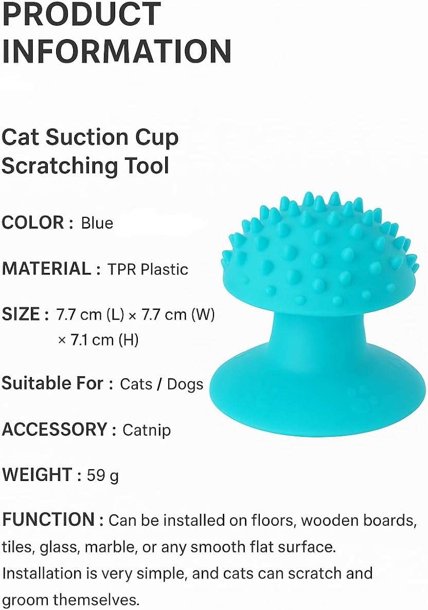 Cat Grooming Supplies for Indoor Pets - Furminator for Cats with Suction Cup - Cat Face Scratcher with Holes for Catnip - Thermoplastic Rubber Corner Brush for Cats Kittens Hamsters (Without Catnip) - Image 3