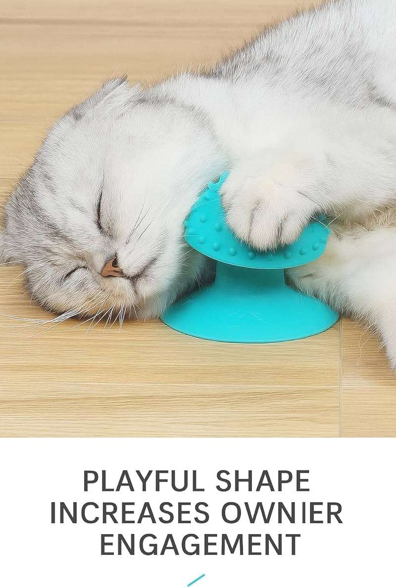 Cat Grooming Supplies for Indoor Pets - Furminator for Cats with Suction Cup - Cat Face Scratcher with Holes for Catnip - Thermoplastic Rubber Corner Brush for Cats Kittens Hamsters (Without Catnip) - Image 5