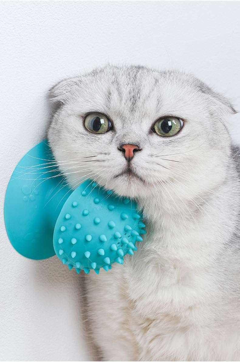 Cat Grooming Supplies for Indoor Pets - Furminator for Cats with Suction Cup - Cat Face Scratcher with Holes for Catnip - Thermoplastic Rubber Corner Brush for Cats Kittens Hamsters (Without Catnip) - Image 7
