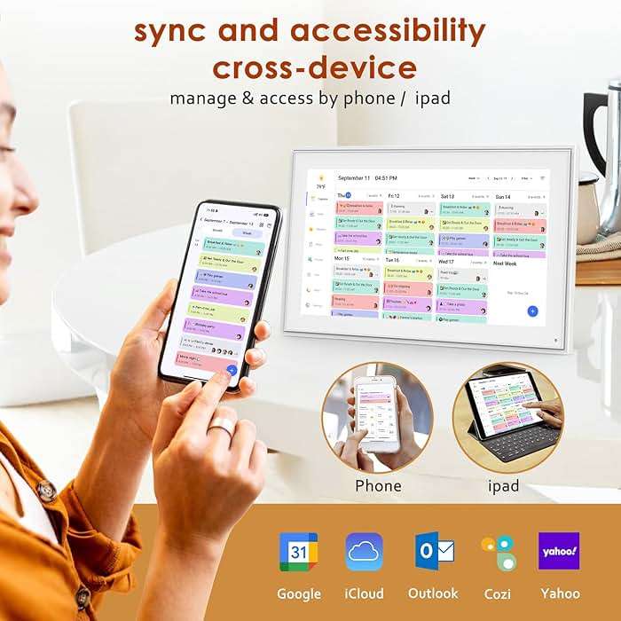 Digital Calendar 15.6 Inch, Electronic Calendar Chore Family Schedules, Smart Weekly and Monthly Planner, 1920 * 1080P IPS Touchscreen Interactive Display - Wall Mount White - Image 3
