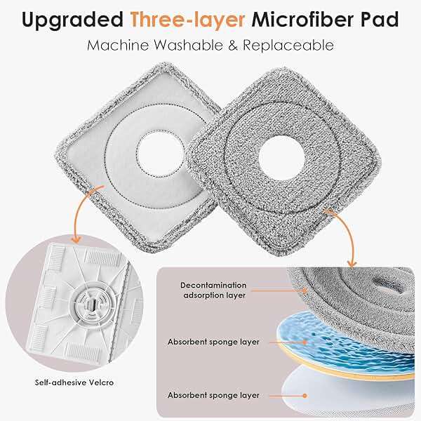 MOPALL Spin Mop and Bucket Set, Dual Chambers Dirty and Clean Water Self Separation for Floor Wall Window, Wet and Dry Mop and Bucket with Wringer Set for Home (1 Square Mop with 2 Microfiber Pads) - Image 7