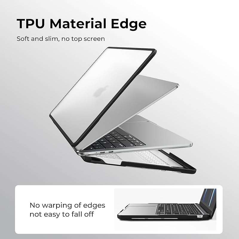 BlueSwan Anti-Cracking Case for MacBook Air 13 inch, M5 2026 M4 M3 M2 2025-2022 A3449 A3240 A3113 A2681, Drop Protection Soft TPU Bumper PC Base for Air 13.6 inch, Frosted Clear - Image 3