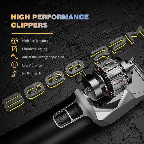 ANGFAN Professional Cordless Hair Clippers for Men - 8000RPM 5-Speed Motor with 440C Black Oxide Blades, Barber Clippers Kit with Charging Dock & 8 Guards,Salon Grade Hair Cutting Set for Barbers - Image 2