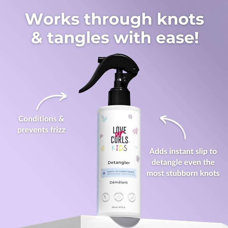 Love Ur Curls Kids Detangler Leave in Conditioner Spray, Pediatrician Approved, Moisturizing, Hydrates and Conditions, Vegan, Easy to Detangle Curly Hair, Sulfate & Paraben Free, 250mL - Image 2