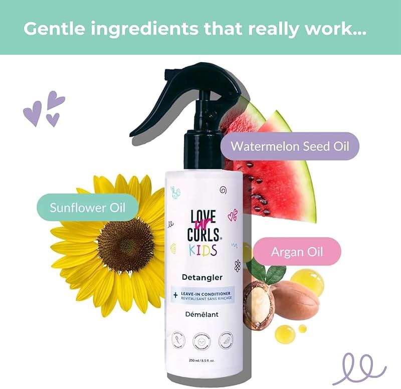 Love Ur Curls Kids Detangler Leave in Conditioner Spray, Pediatrician Approved, Moisturizing, Hydrates and Conditions, Vegan, Easy to Detangle Curly Hair, Sulfate & Paraben Free, 250mL - Image 6