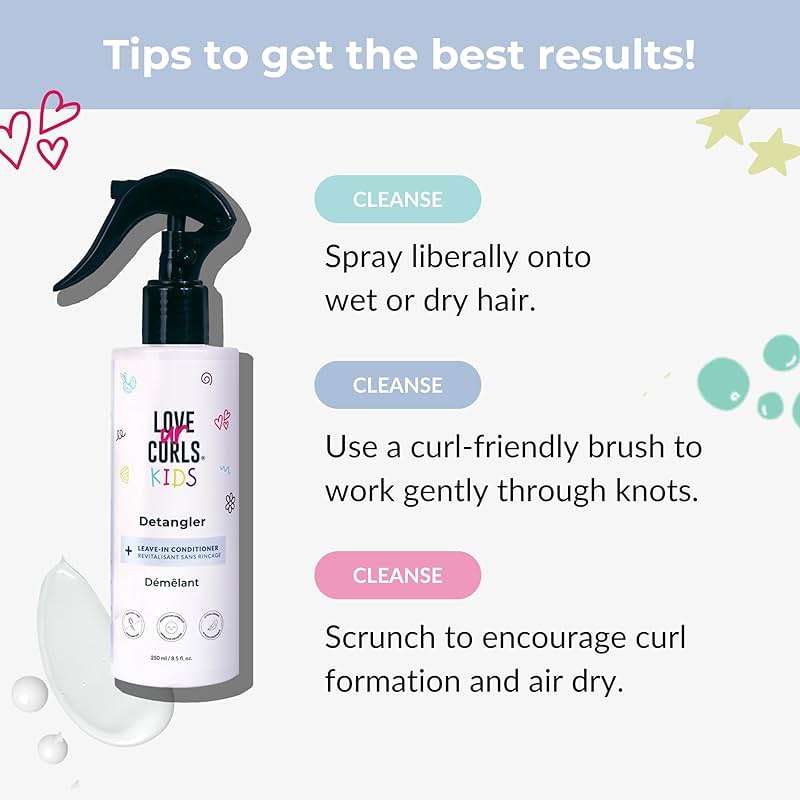 Love Ur Curls Kids Detangler Leave in Conditioner Spray, Pediatrician Approved, Moisturizing, Hydrates and Conditions, Vegan, Easy to Detangle Curly Hair, Sulfate & Paraben Free, 250mL - Image 7