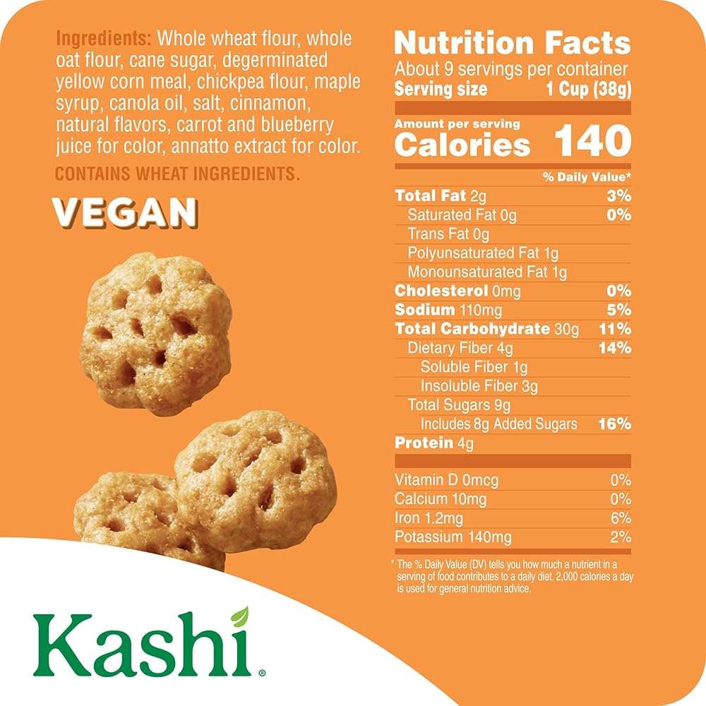 Kashi Breakfast Cereal, Whole Grain, Vegan, Maple Waffle Bites, 12.7oz Box (1 Box) - Image 2