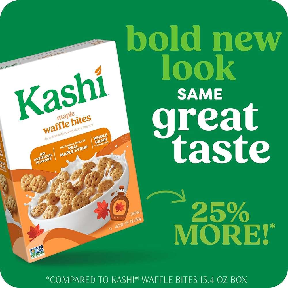 Kashi Breakfast Cereal, Whole Grain, Vegan, Maple Waffle Bites, 12.7oz Box (1 Box) - Image 3