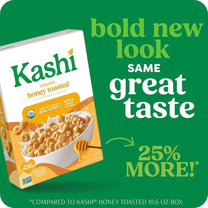 Kashi Breakfast Cereal, Organic, Whole Grain, Honey Toasted, 13.6oz Box (1 Box) - Image 3
