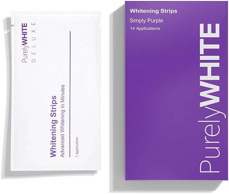 PurelyWHITE | Purple Whitening Strips | Teeth Whitener, Peroxide-Free, Enamel Safe, Deep Stains Removal - Flouride-Free Teeth Whitening (28 Strips) - Image 1
