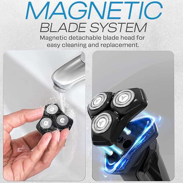 HUMMINGBIRD MK8 Premium Rotary Face Shaver, Rechargeable Wet & Dry Electric Shaver with Pop-up Trimmer, Electric Razor for Men, Waterproof, Cordless USB-C Rechargeable, LED Display, Travel Case - Image 3