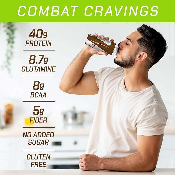 MusclePharm Combat Ready High Protein Shakes Ready to Drink, 40g Protein, 8g BCAAs, 8.7g Glutamine, 5g Fiber, No Added Sugar, Gluten Free, Liquid, Chocolate Fudge, 17 Fl Oz Bottle (Pack of 12) - Image 4
