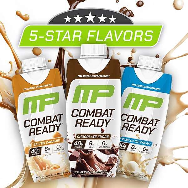 MusclePharm Combat Ready High Protein Shakes Ready to Drink, 40g Protein, 8g BCAAs, 8.7g Glutamine, 5g Fiber, No Added Sugar, Gluten Free, Liquid, Chocolate Fudge, 17 Fl Oz Bottle (Pack of 12) - Image 6