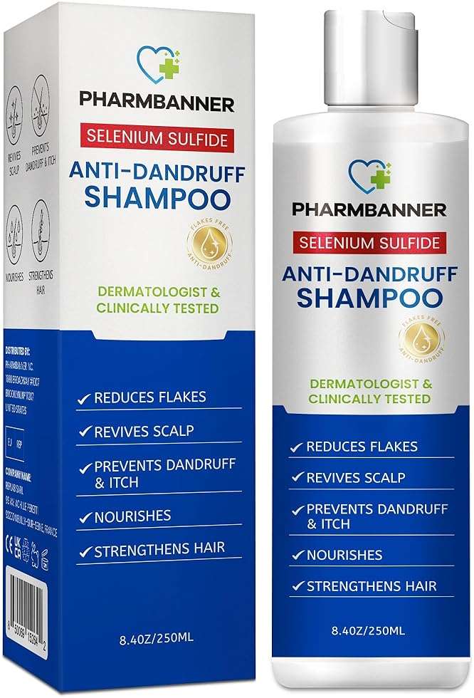 PHARMBANNER Anti-Dandruff Shampoo with Selenium Sulfide: For Flaky Scalp, Itching & Seborrheic Dermatitis Relief - Menthol & Lavender Oil - Moisturizing, Color Safe, Gentle for All Hair Types | For Flaky Scalp - Image 1