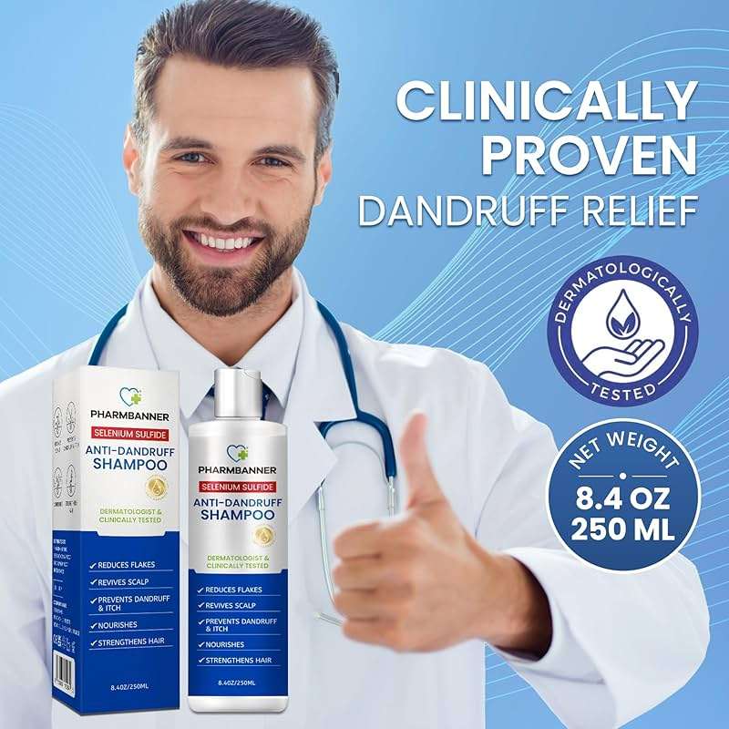PHARMBANNER Anti-Dandruff Shampoo with Selenium Sulfide: For Flaky Scalp, Itching & Seborrheic Dermatitis Relief - Menthol & Lavender Oil - Moisturizing, Color Safe, Gentle for All Hair Types | For Flaky Scalp - Image 3