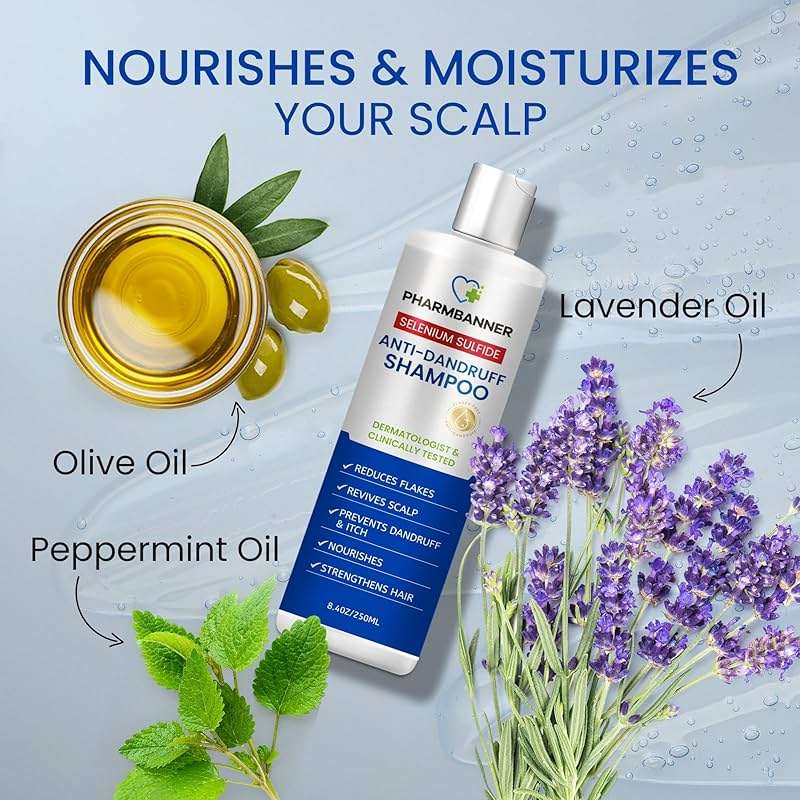 PHARMBANNER Anti-Dandruff Shampoo with Selenium Sulfide: For Flaky Scalp, Itching & Seborrheic Dermatitis Relief - Menthol & Lavender Oil - Moisturizing, Color Safe, Gentle for All Hair Types | For Flaky Scalp - Image 4