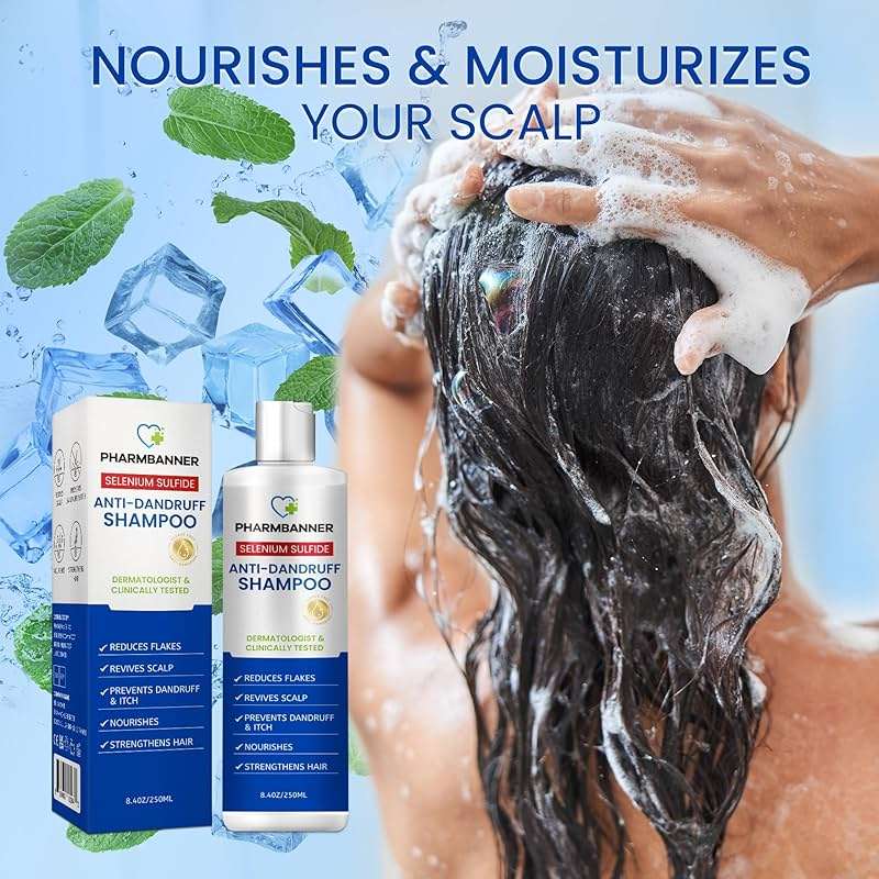 PHARMBANNER Anti-Dandruff Shampoo with Selenium Sulfide: For Flaky Scalp, Itching & Seborrheic Dermatitis Relief - Menthol & Lavender Oil - Moisturizing, Color Safe, Gentle for All Hair Types | For Flaky Scalp - Image 5