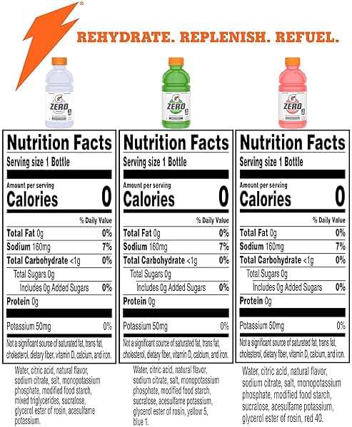 Gatorade G Zero Sports Drink, Glacier Cherry, Watermelon Splash, Apple Burst Variety Pack, 12 Fl Oz (Pack of 18) - Image 2