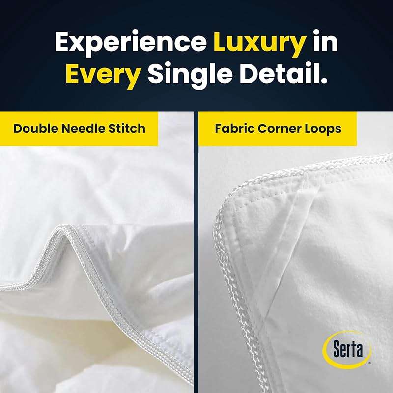 Serta Goose Feathers Down Fiber Comforter Queen Size Duvet Insert,100% Cotton Cover,Hotel Luxury Hypoallergenic Comforter 58oz All Season Medium Warmth 90 x 90 in White - Image 7