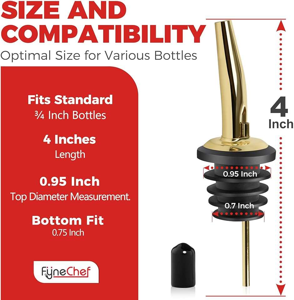 48 Pack Stainless Steel Bottle Pourers for Alcohol, Liquor, and Wine - Bar Accessories, Spouts for Bottles and Dispensers (gold) - Image 3