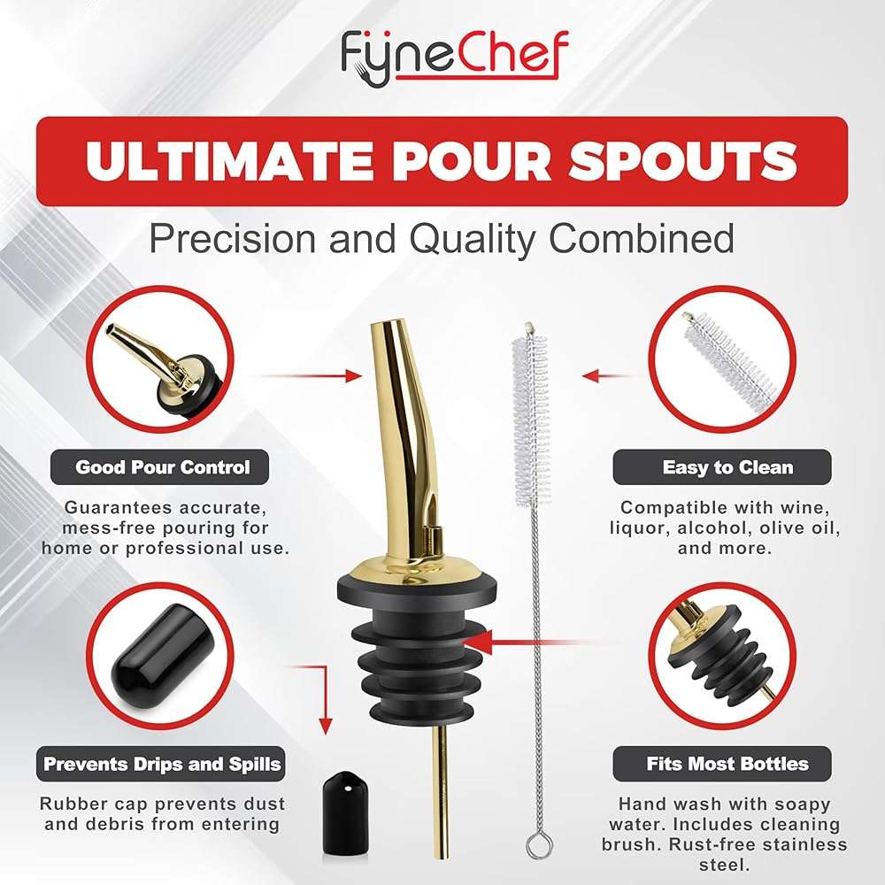 48 Pack Stainless Steel Bottle Pourers for Alcohol, Liquor, and Wine - Bar Accessories, Spouts for Bottles and Dispensers (gold) - Image 6