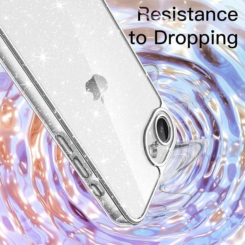 JETech Glitter Case for iPhone 17e (2026) / iPhone 16e, Bling Sparkle Shockproof Phone Bumper Cover, Cute Sparkly for Women and Girls, 6.1-Inch Display (Clear) - Image 5