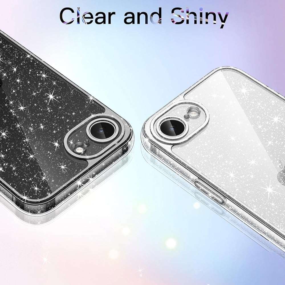 JETech Glitter Case for iPhone 17e (2026) / iPhone 16e, Bling Sparkle Shockproof Phone Bumper Cover, Cute Sparkly for Women and Girls, 6.1-Inch Display (Clear) - Image 6