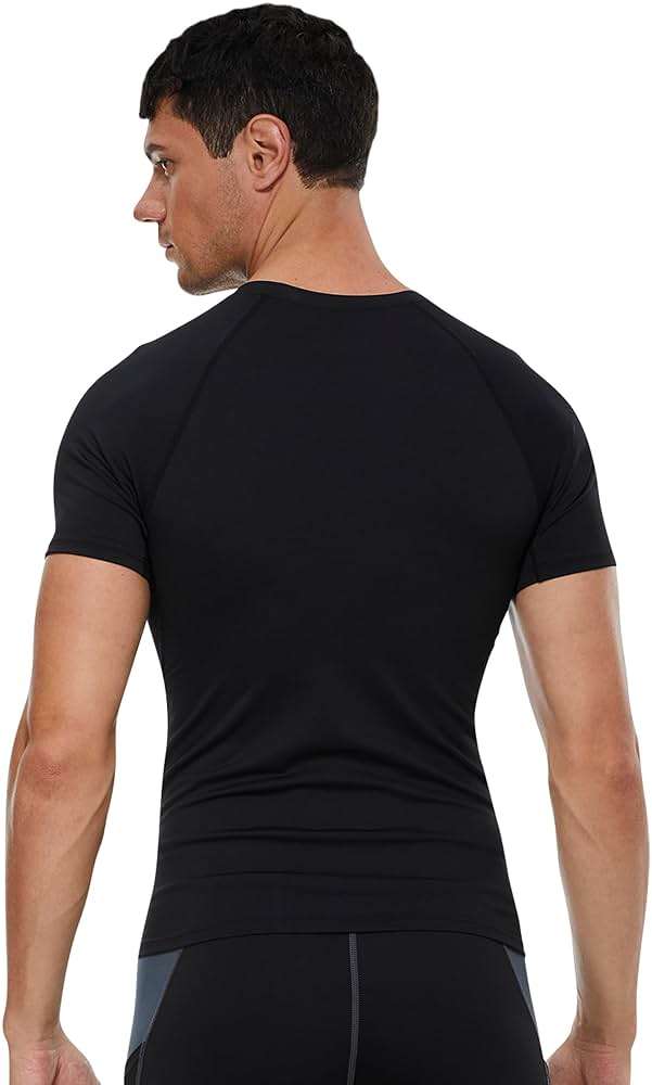 Men's Compression Shirts Short Sleeve Athletic Workout T-Shirts Sports Top Cool Dry Active Undershirt Performance Base Layer - Image 3