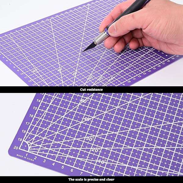 EHDIS Exacto Knife Set Utility Craft Precision Hobby Knife Tool with Cutting Mat,6 inch Vinyl Squeegee, Steel Ruler, for Sewing Crafts Hobby Fabric Precision Scrapbooking Project (Purple) - Image 4