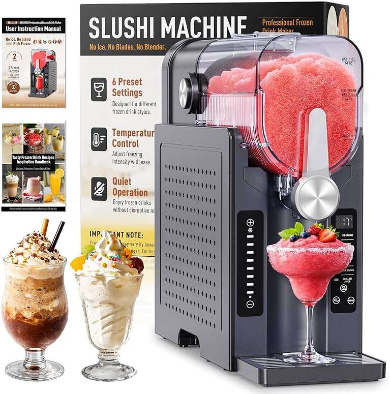 BKPPM Slushie Machine: No Ice Needed Slushy Machine for Home, 6 Preset, Real-Time Temp Display, Auto-Clean | Frozen Margaritas, Cocktails, Frappés, Ice Cream, Smoothies, Milkshakes,Summer Parties - Image 1